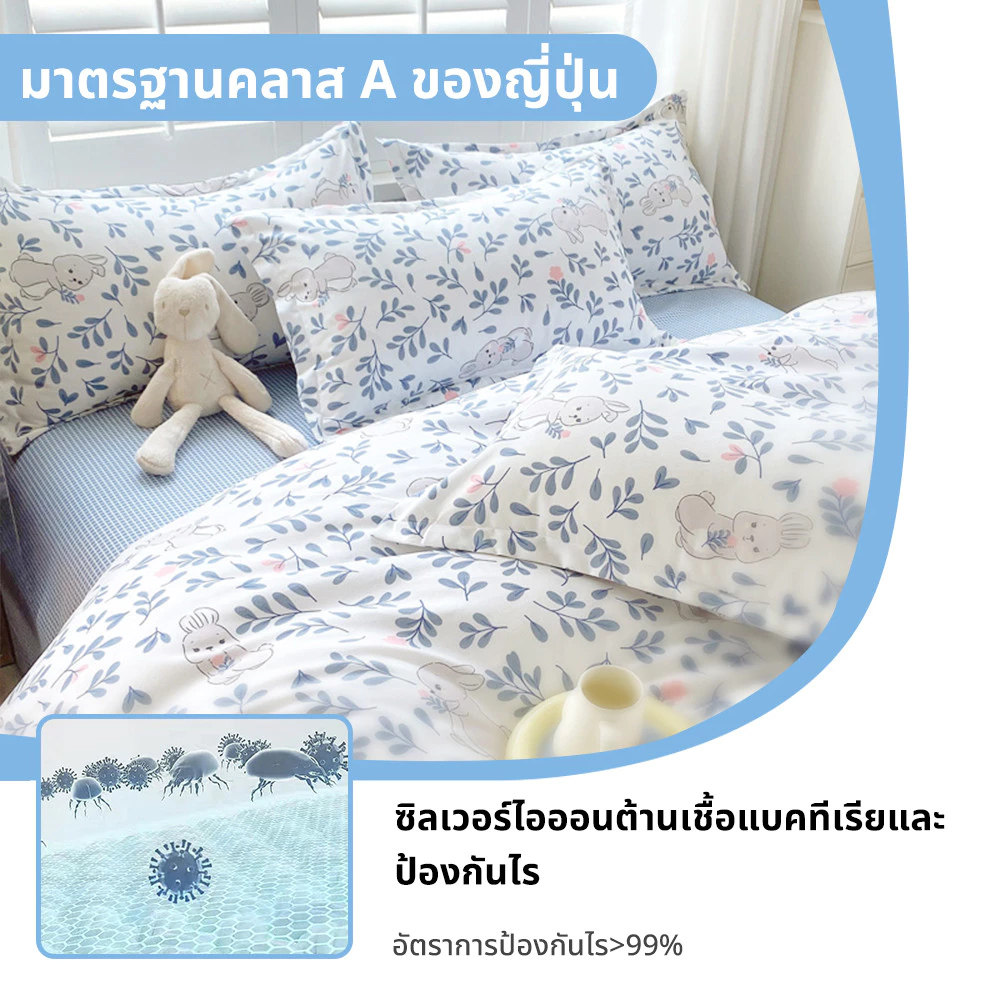 ชุดผ้าปูที่นอน FOGME ปลอกผ้านวมและปลอกหมอน ผ้าฝ้าย 100% 3.5/4/5/6 ฟุต thumbnail 4