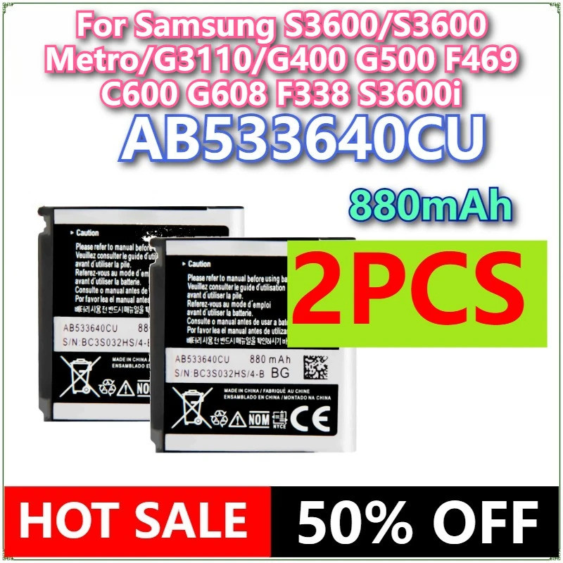 AB ใหม่เอี่ยม533640CU 880mAh แบตเตอรี่ทดแทนสําหรับ Samsung S3600/S3600 Metro/G3110/G400 G500 F469 C6
