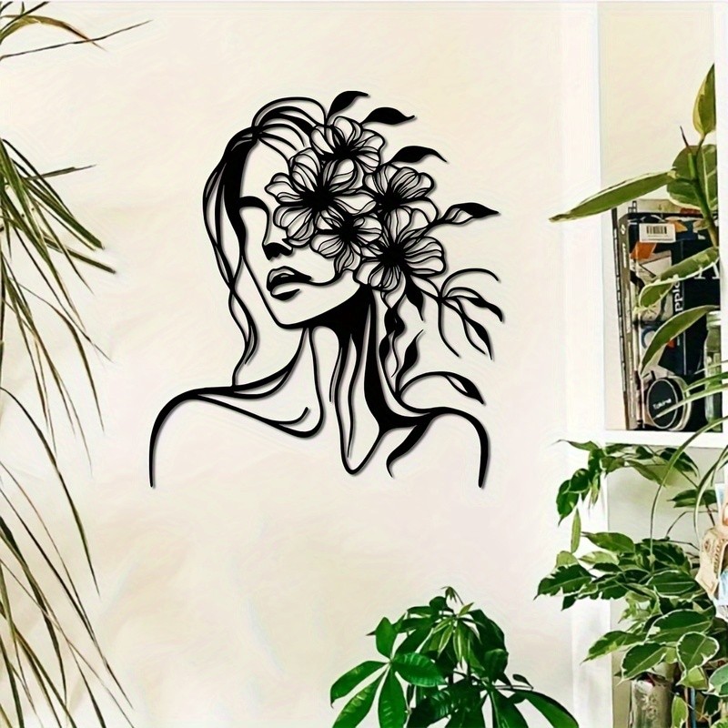 CIFbuy Vintage Botanical Metal Wall Art Black White Floral Decor