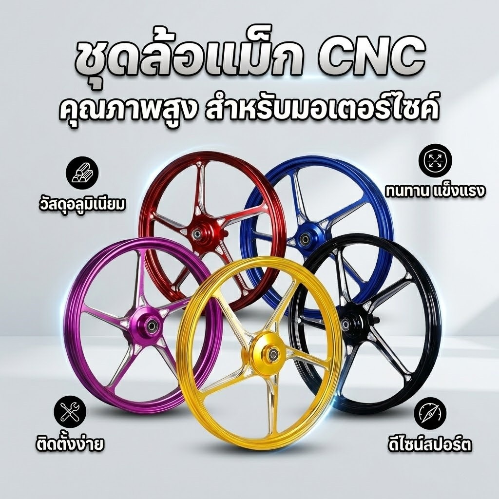 MUTAKIN ล้อเเม็ก CNC 511 เวฟ125i SuperCub110 WAVE125i 125LED WAVE110i ขอบ 17" แถมลูกปืนเเละบูช พร้อมใส่ใช้งานได้ทันที