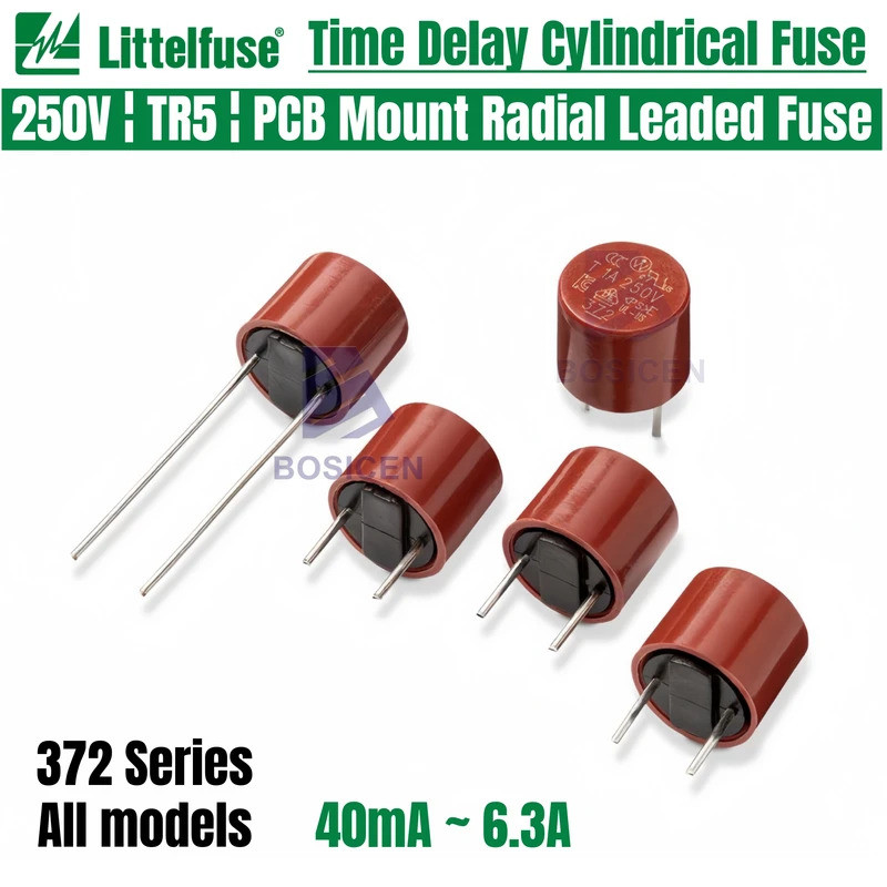 5PCS 372 250V TR5 เวลา Delay ฟิวส์ทรงกระบอก T63mA T80mA T100mA T125mA T160mA T200mA T250mA T315mA T6
