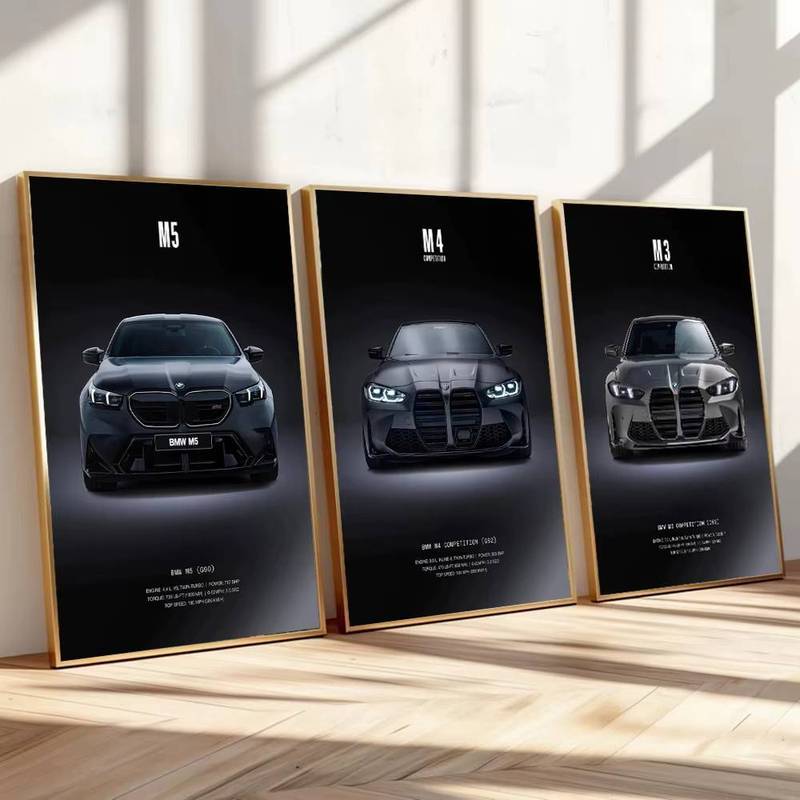 BMW M3 GTS E92 Supercar โปสเตอร์ยานยนต์ไม่มีกรอบผ้าใบ Wall Art ภาพวาดโรงรถตกแต่งผนัง
