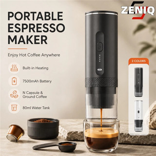 Wireless Heating Portable Espresso Machine 7500mAh Rechargeable Travel Coffee Machine, Suitable for N Capsules and Ground Coffee NO.1
