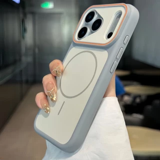 สีปิดกั้น Frosted Magnetic Case Soft edge สําหรับ iPhone 11 12 13 14 15 16 17 Pro Max กรณี 14/15/16 PLUS ล้อมรอบอย่างเต็มที่ Anti-fall กันกระแทกปกหลังปลอก