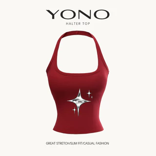 (พร้อมส่ง24ชม.) halter top เสื้อคล้องคอสีดำ ลายดาวประกายสีเงิน ทรงเข้ารูป ฟีล y2k ดาร์กหวานเท่