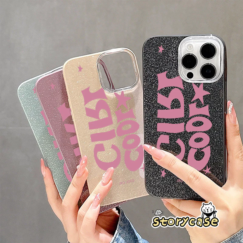เหมาะสำหรับ OPPO Reno 16 14F 13F 15 15F 13 5 11 5F 16F 12 13F 12F 5z 6 6z 14 ลายตัวอักษร COOL GIRL กลิตเตอร์ เคสโทรศัพท์