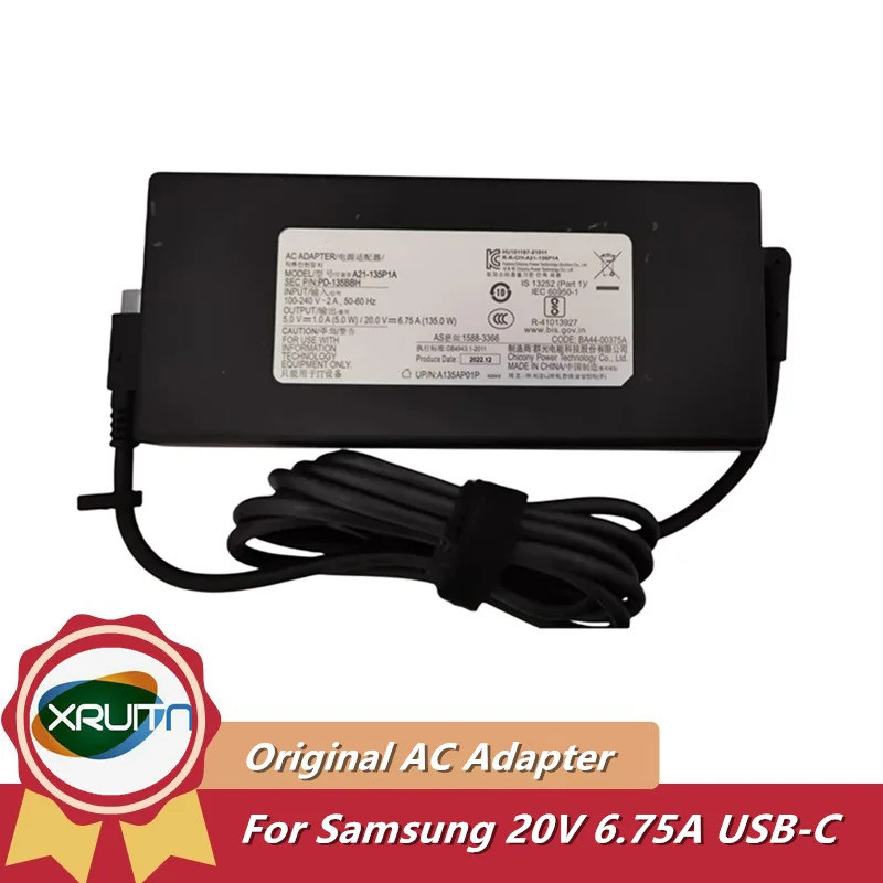 Original สําหรับ SAMSUNG A20-135P1A อะแดปเตอร์ AC A21-135P1A แล็ปท็อป Charger PD-135ABH A135SP01Q 20