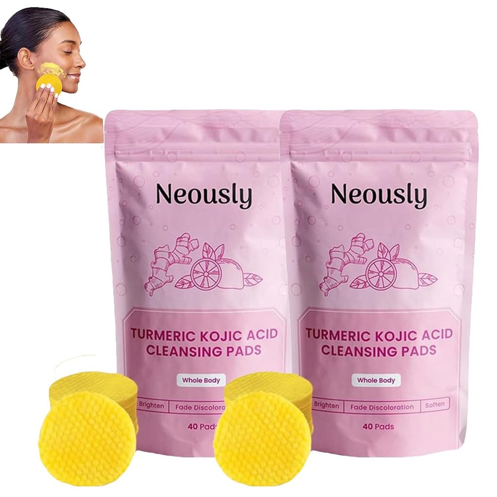 Neously, Neously Kojic Acid Pads, NeouslyTurmeric Kojic Acid Cleanser Pads, Turmeric Exfoliating Fac