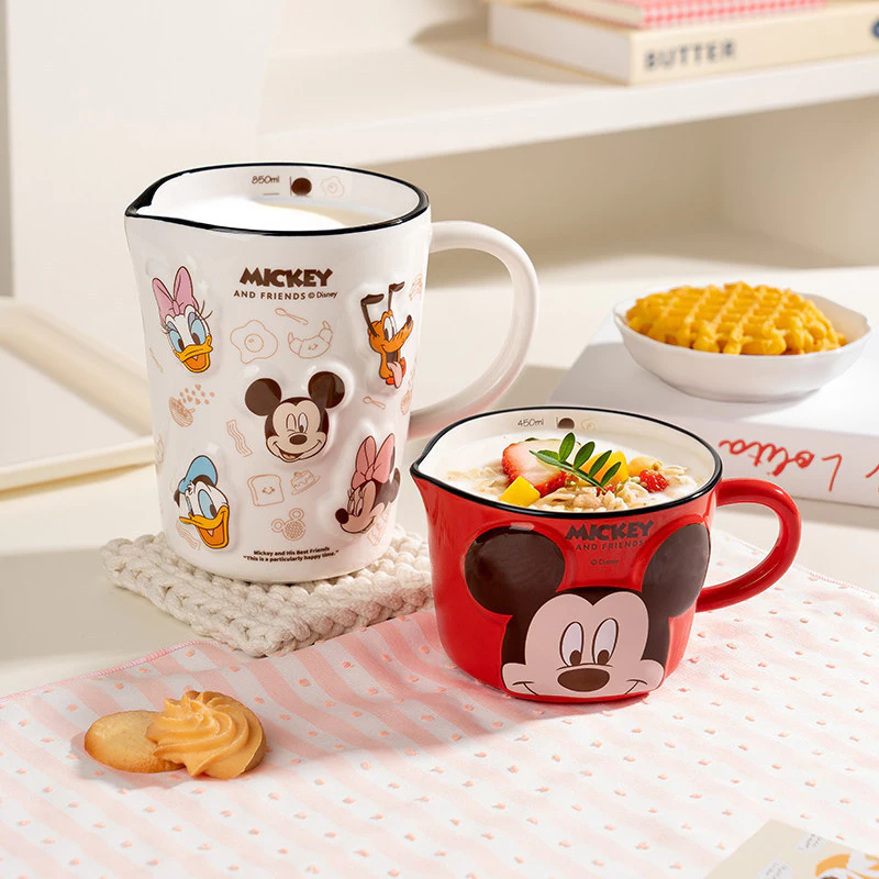 [DISNEY]ถ้วยตวงเซรามิกรูปมิกกี้เมาส์/วินนี่เดอะพูห์ สำหรับนม อาหารเช้า และการทำขนม [DK]