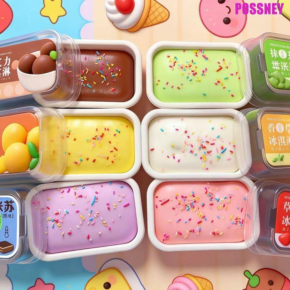 POSSNEY จําลองขนมปังบีบของเล่น,ขนมปังรูป 3D Sticky Box เค้ก Squishy ของเล่น, ความแปลกใหม่นุ่มช้า-สะท้อนนวด Squishy Fidget ของเล่นโต๊ะทํางาน