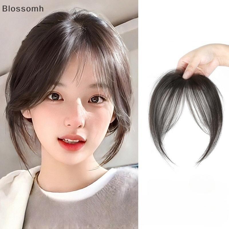 Blossomh กลางปลอม Bangs Fringe สังเคราะห์ Topper Hairpiece คลิปใน Bang Extension ธรรมชาติที่มองไม่เห็น Clurse Hairpiece ผู้หญิงใหม่