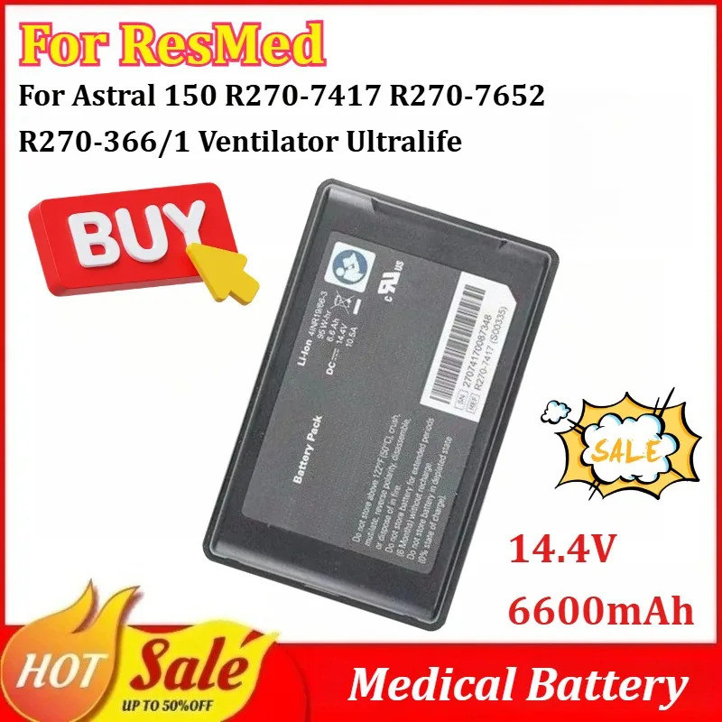 14.4V 6600mAh แบตเตอรี่ทางการแพทย์สําหรับ ResMed Asral 150 R270-7467 R270-7552 R270-366/1 Ventilator