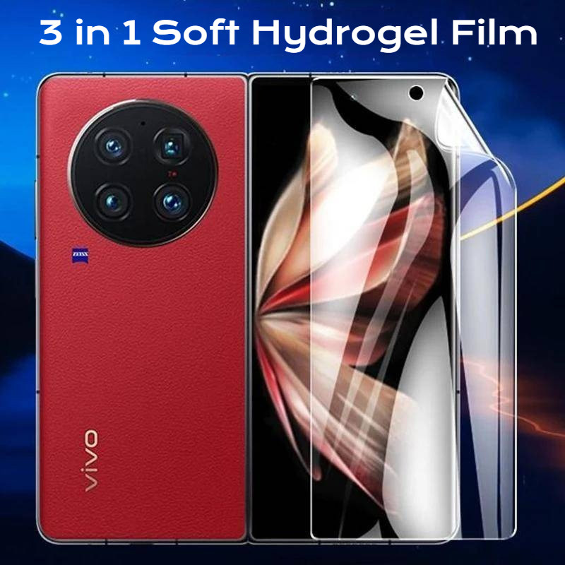 ฟิล์มไฮโดรเจลกันรอย 3-in-1 บางพิเศษ สําหรับ vivo X Fold5/Fold3/Fold3 Pro/Fold2/Fold Pro/Fold+/Fold Plus ฟิล์มหลังและหน้าจอใส HD