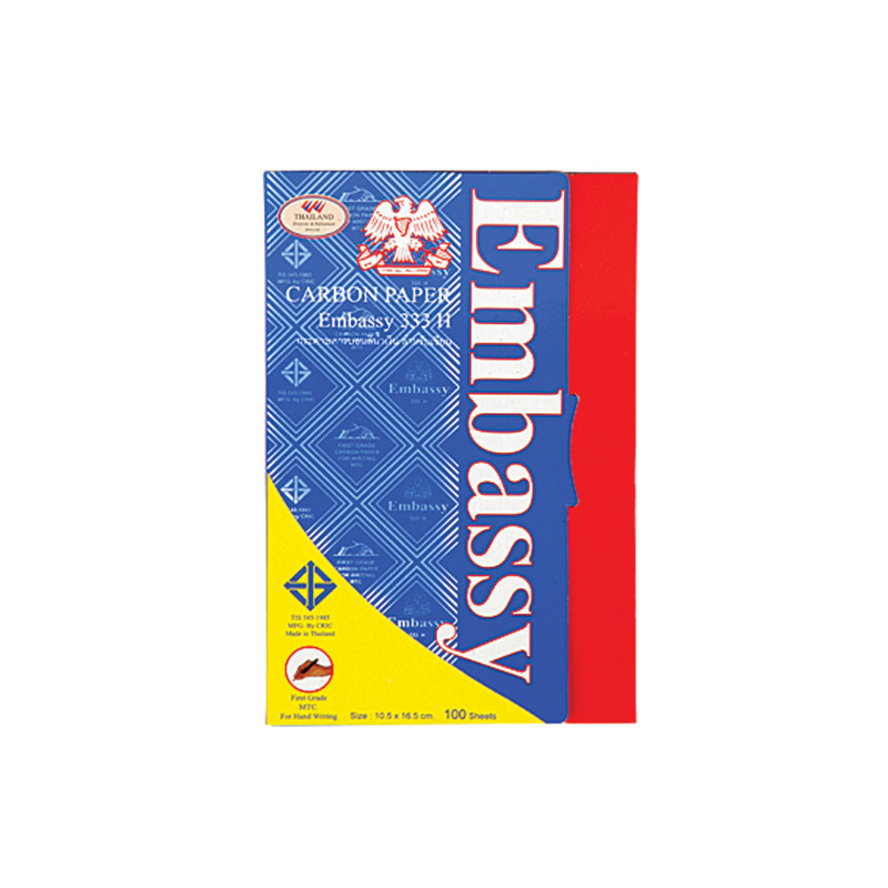 EMBASSY กระดาษคาร์บอนชนิดเขียน สีฟ้า ขนาด 10.5x16.5 ซม. แพ็ค 100 แผ่น/กล่อง