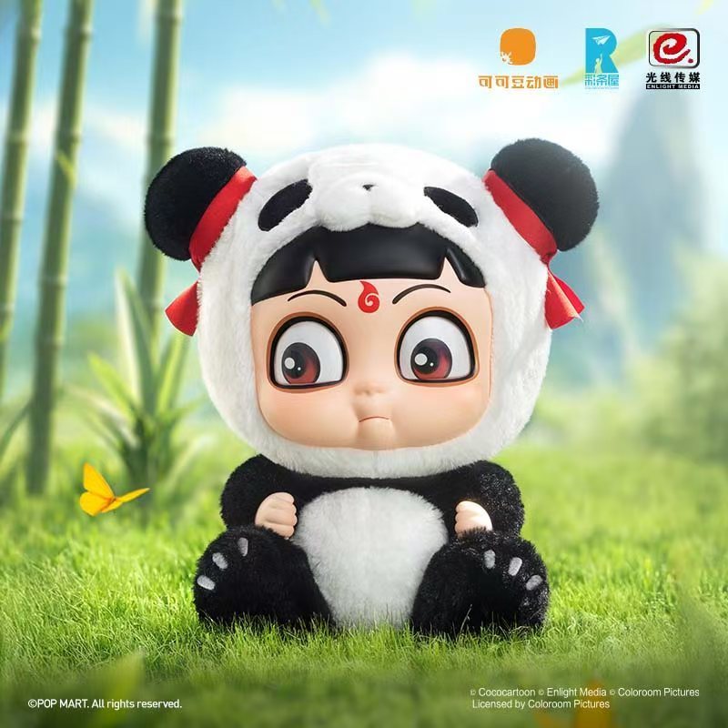 POPMART POPMART < สาวปีศาจผีสิงทะเล > Hug Series หน้าไวนิล Plush-Panda Nezha ของเล่นตกแต่งของขวัญ