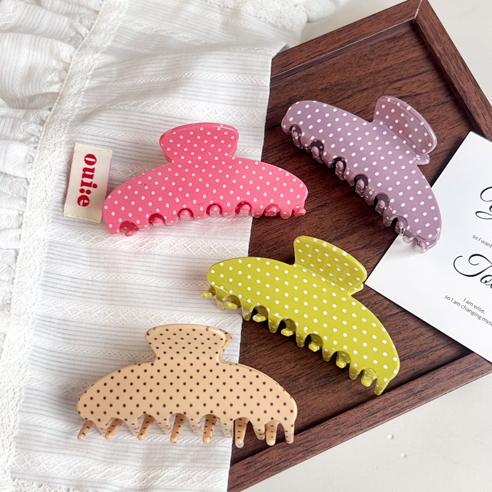 Kovoi/สไตล์เกาหลี High-End Feeling Polka Dot กิ๊บติดผม Classy สีทึบคลิปหนีบหญิงกลับหัว All-Match ผมคลิปฉลาม