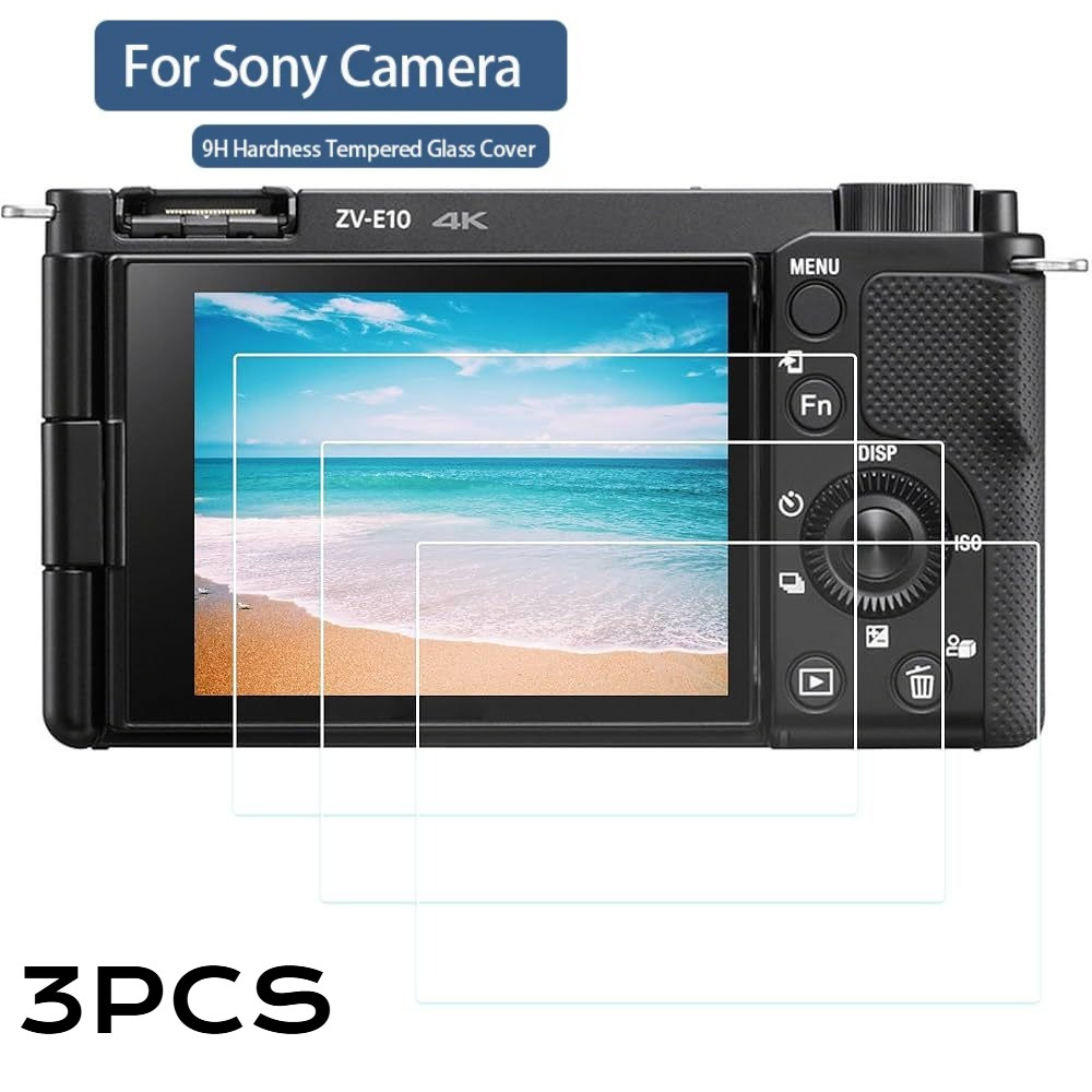 3PCS กล้อง 9H ฟิล์มกระจกนิรภัยสําหรับ Sony ZV-E10 ZV-1 ZV-E10 II ZV-E1 ZV-1F FX30 FX30B FX3 ZV-E10K ZV-E10L SLT HD SLT-A77 กล้อง LCD ฟิล์มกันรอย