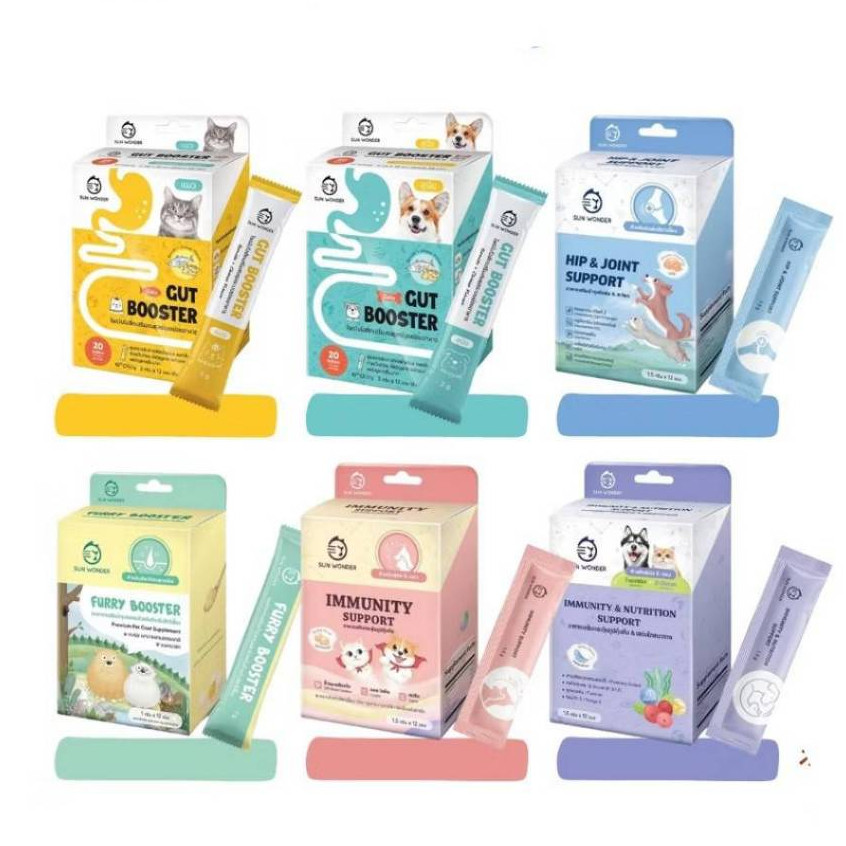 (1 กล่อง/12 ซอง) SUN WONDER GUT BOOSTER อาหารเสริมโพรไบโอติกเสริมสมดุลระบบย่อยอาหาร สูตรสำหรับแมว