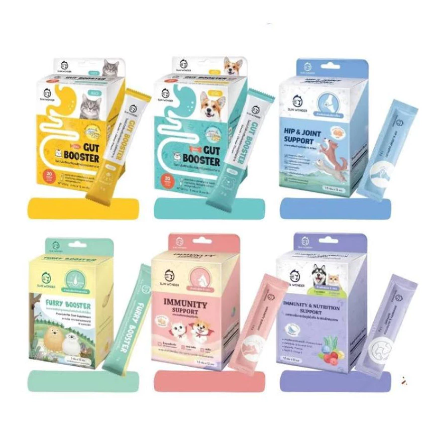 (กล่อง12ซอง) Gut Booster by Sun Wonder โพรไบโอติกสำหรับสุนัขและแมว ปรับสมดุลลำไส้