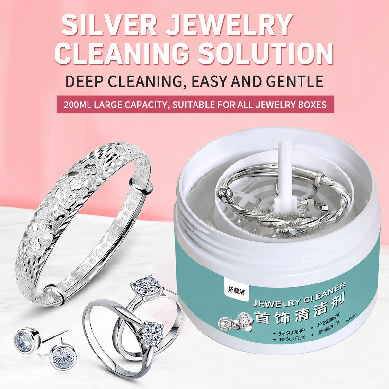 【ฟื้นฟูความเงางาม】 [Instant Shine] Silver Dip Jewelry Cleaner/Reusable Silver Polish Solution/Non-Damaging Tarnish Remover/Restore Oxidized Gold & Silver/Safe for Precious Metals/น้ำยาเครื่องเงิน/น้ำยาขจัดคราบหมอง/เหมาะสำหรับเครื่องประดับ/ปลอดภัยต่อโลหะม