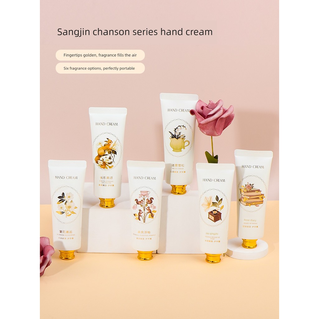 hand cream ครีมทามือ Mini miniso miniso Gilt Chanson Series Hand Cream Moisturizing Moisturizing Anti-Drying Hand Cream แบบพกพา