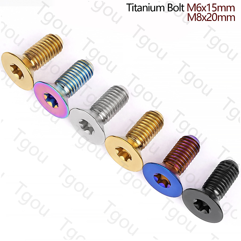 Tgou Titanium Bolt M6x15 มม.M8x20 มม.Countersunk Head T30 Torx Pitch 1.0/1.25 มม.สกรูสําหรับจักรยานรถจักรยานยนต์