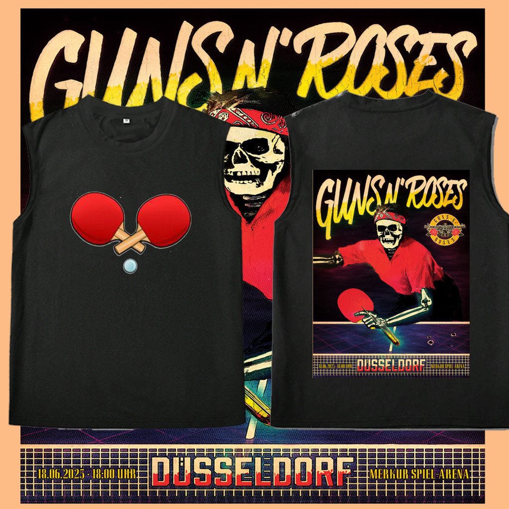 เสื้อกั๊กพิมพ์ลายที่ได้แรงบันดาลใจจากทัวร์คอนเสิร์ตของ Guns N' Roses มีไซส์ S-3XL เฉพาะแฟนๆ Guns N' 