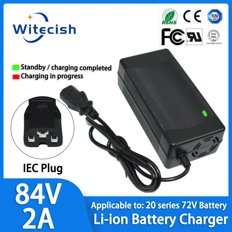 72V 2A Li-Ion Charger 84V 20S 20AH Li ion แบตเตอรี่ลิเธียม 72V2A 3pin XT60 DC