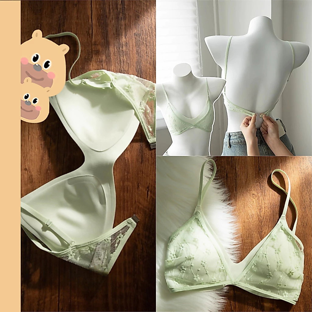🎀bearbra🎀สไตล์ใหม่ นักเรียนญี่ปุ่น ชุดชั้นใน ลูกไม้หวาน ปรารถนาบริสุทธิ์ สไตล์บาง ชุดชั้นในไร้สาย หัวเข็มขัดกระดุมแถวเดียว พร้อมส่ง