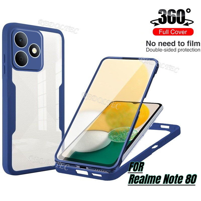 360 คลุมทั้งหมดกรณี Realme Note 80 กันกระแทกอะคริลิคใสด้านหน้ากลับสองด้านป้องกันฮาร์ดโทรศัพท์ปลอก เรียลมี บันทึก80