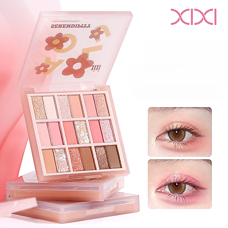XIXI อายแชโดว์พาเลทท์ 18 สีเนื้อแมตต์สไตล์ฮอตอายแชโดว์แต่งหน้าบลัชออนไฮไลท์ออลอินวันพาเลท