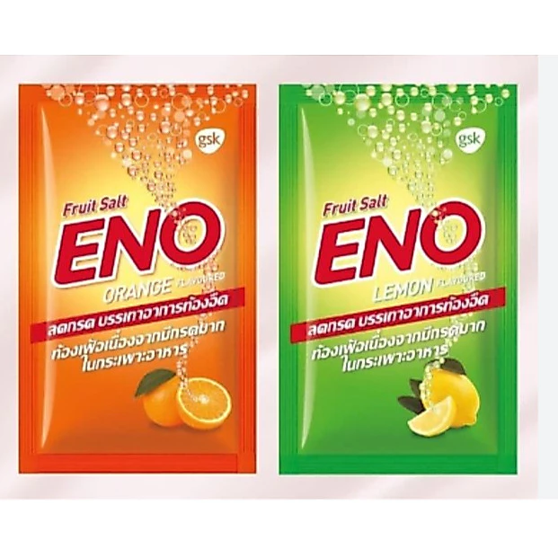 ENO Fruit Salt อีโน ฟรุต ซ้อลต์ รสส้ม รสมะนาว ลดกรด บรรเทาอาการ ท้องอืด ท้องเฟ้อ
