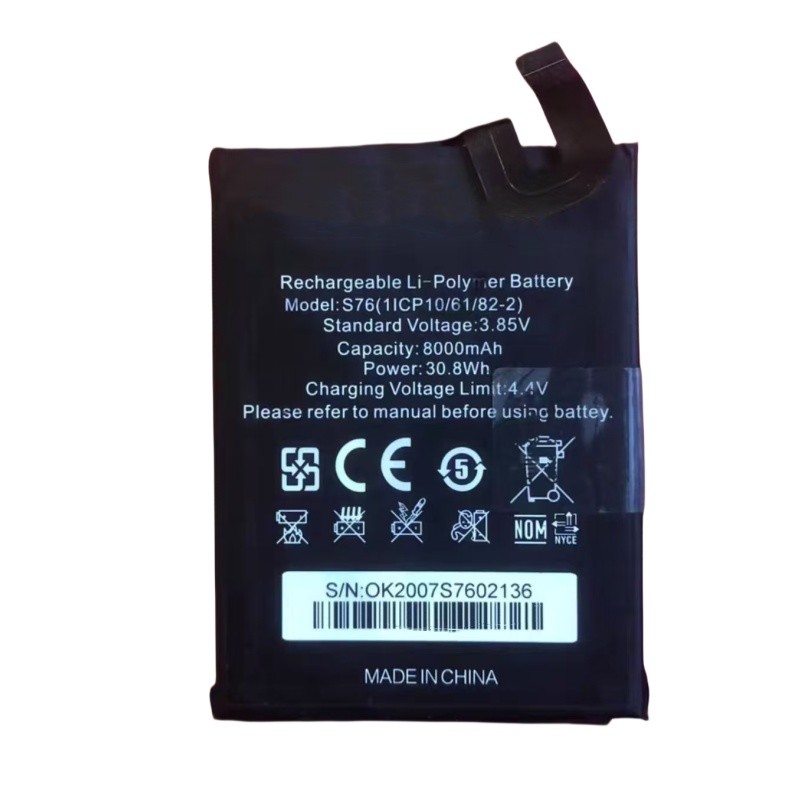 เหมาะสําหรับ Oukitel/Oukitel S76 แบตเตอรี่โทรศัพท์มือถือ Oukitel WP7 8000mAh แบตเตอรี่