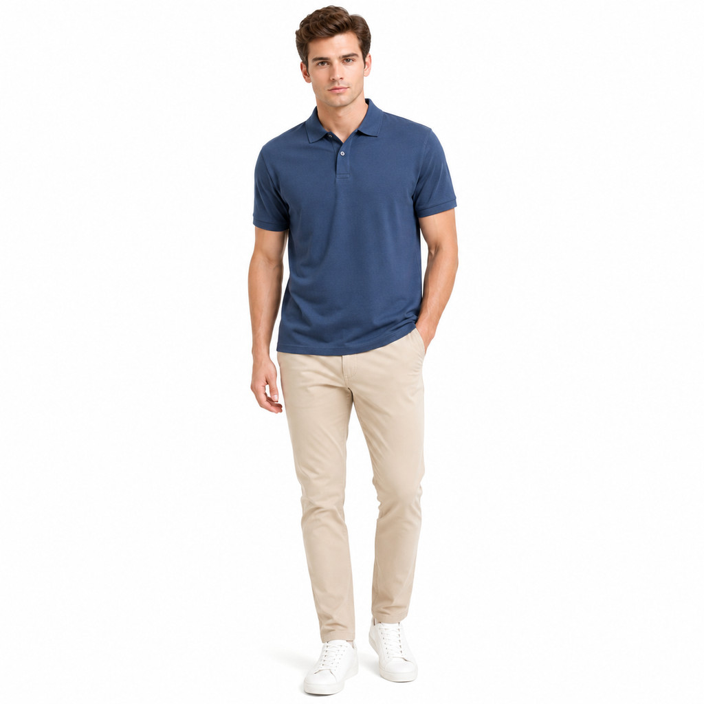 Baverre by Hassenda - เสื้อโปโลธรรมดาผู้ชาย Denver เสื้อยืดแขนสั้นคอปก Unisex สีกรมท่า VPG81209NVY