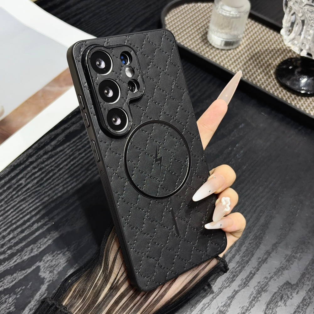 SAMSUNG เคสโทรศัพท์แม่เหล็กหนังตารางเพชรหรูหราเบาเหมาะสําหรับ ซัมซุง S26 Ultra S25 S24 A57 A37 A26 17 เบาะและป้องกันการตกฝาครอบป้องกัน
