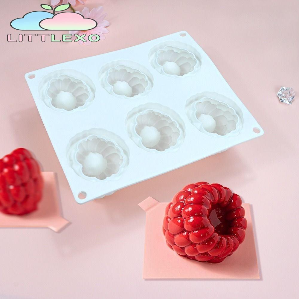 LITTLEX 6-Cavity Baking Mold, Non-Stick Reusable Raspberry Shaped Mold, แบบพกพาทนความร้อนอาหาร-เกรดซิลิโคน BPA-Free ช็อกโกแลตพุดดิ้งแม่พิมพ์ Universal
