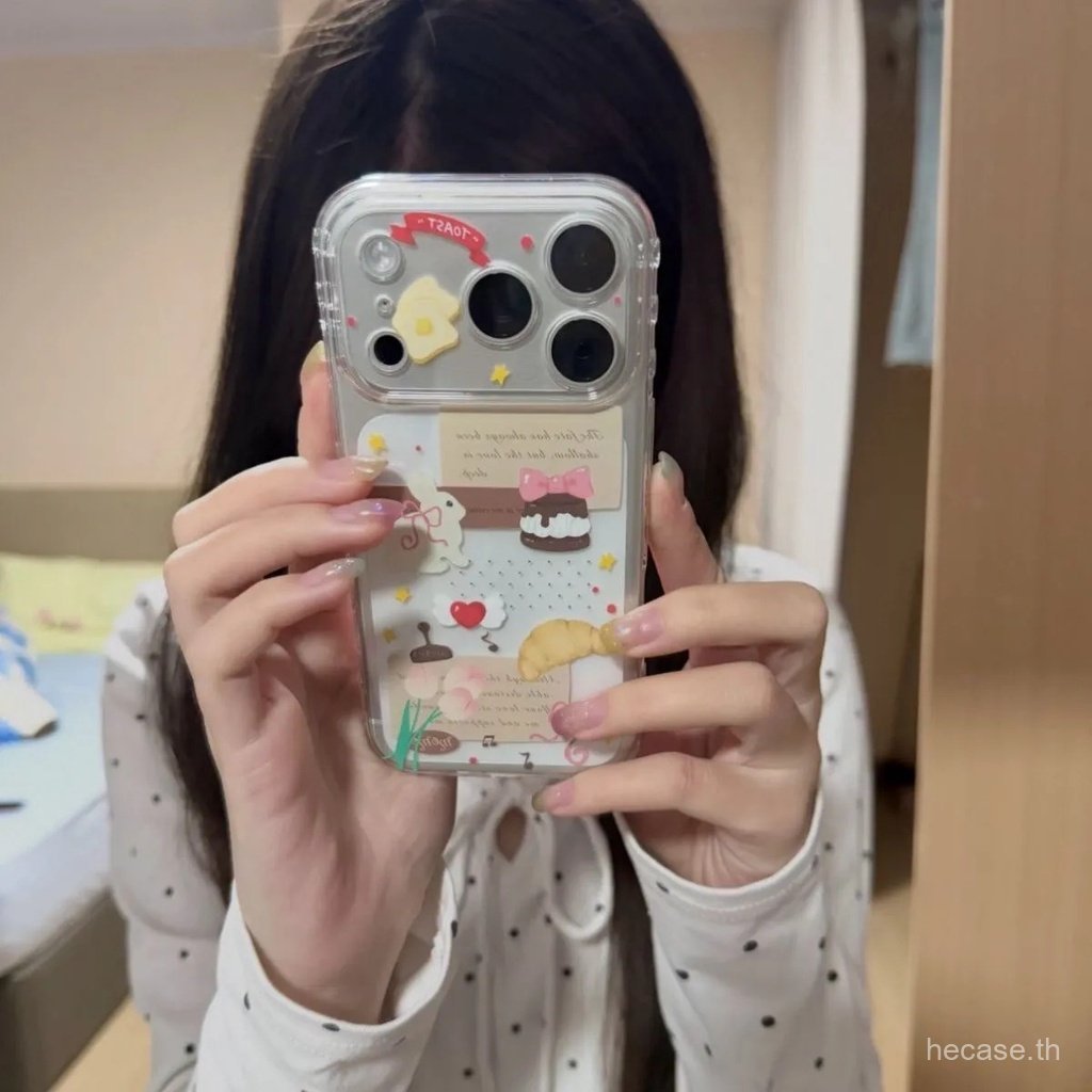 เคสโทรศัพท์เคสโทรศัพท์สไตล์ใหม่สไตล์เกาหลีกระต่ายขนมหญิงเหมาะสําหรับiPhone 12promax ip 11 12 13 14 p