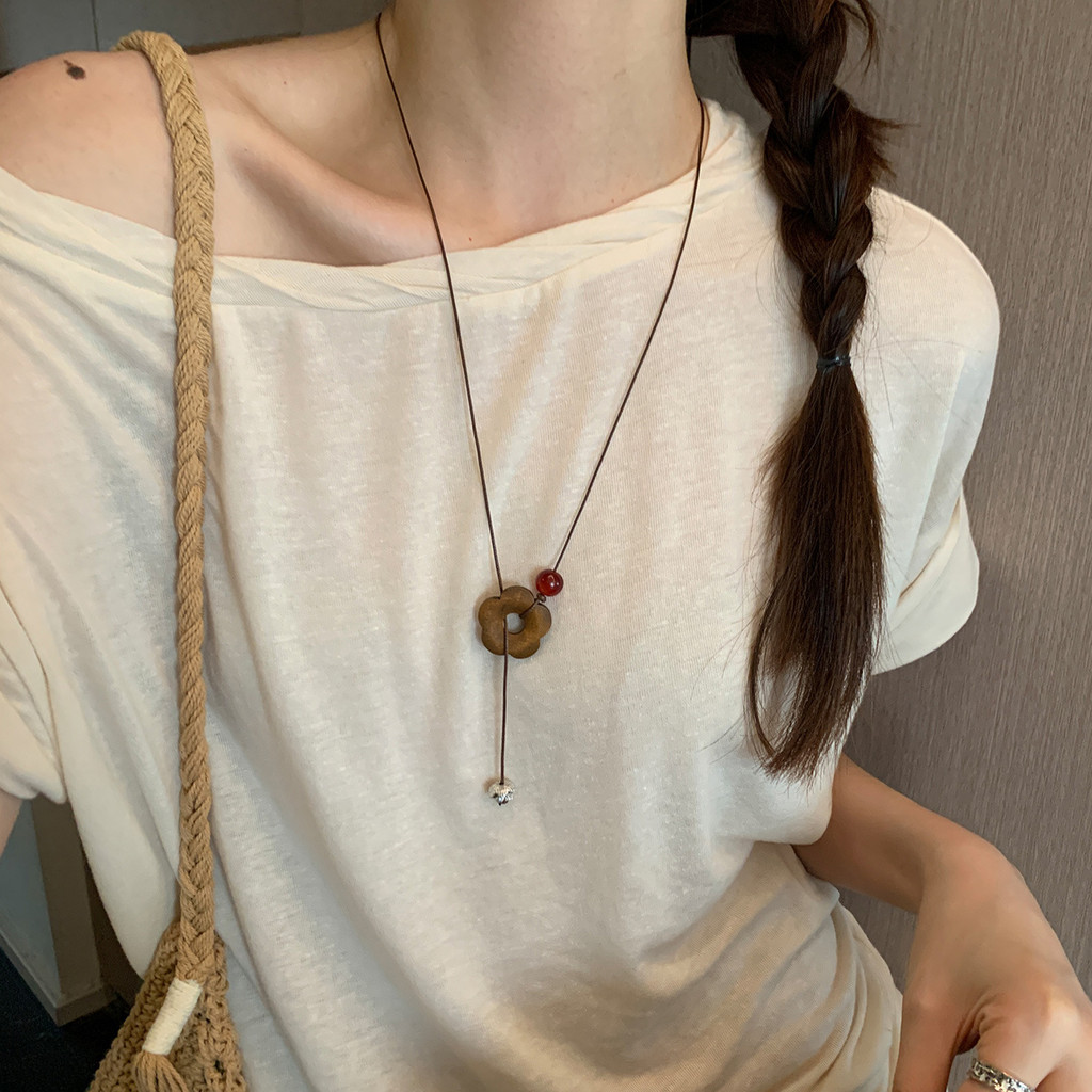 สร้อยคอจี้ลูกปัดดอกไม้ สไตล์จีน ใหม่