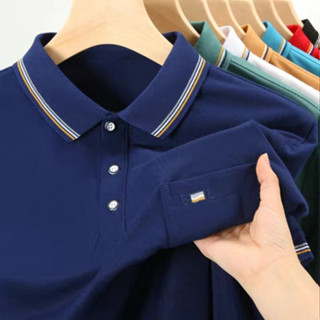 BeCOOlMan🍃ผู้ชายแขนสั้นวัยกลางคนเสื้อโปโลลําลองปกหลวมด้านบนส…