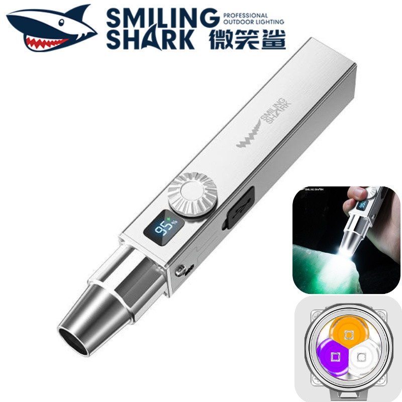 ไฟฉาย.SMILING.SHARK.LED.SD5412 กันน้ำ ชาร์จ Type-C มีโหมดทำงาน 5 แบบ แสงสว่างชัดเจน