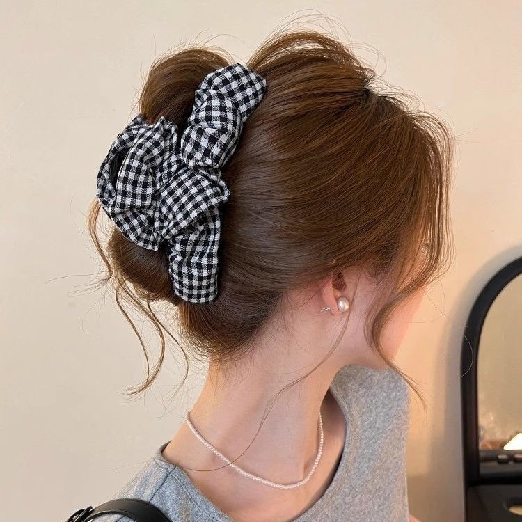 กิ๊บติดผมลายสก๊อตสีขาวสีดำ สไตล์ใหม่