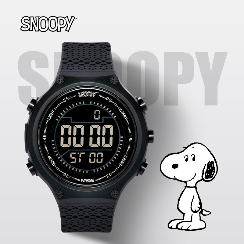 Snoopy Snoopy นาฬิกาอิเล็กทรอนิกส์สําหรับผู้ชายของแท้อย่างเป็นทางการกีฬาจอแสดงผลมัลติฟังก์ชั่นนาฬิกา