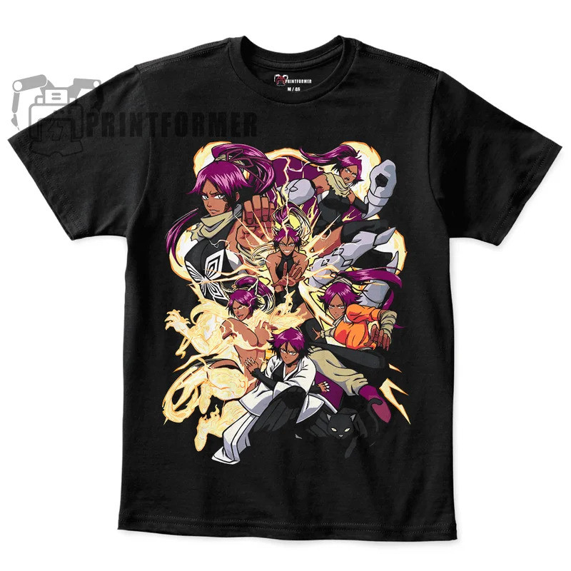 Shihouin Yoruichi Bleach เสื้อยืด Manga Strip Anime Graphic Tee2