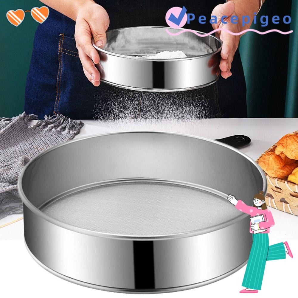 PEACEPIGEO ตะแกรงแป้ง,รอบ 15/20/25/30 ซม.ตะแกรงแป้งตาข่าย,สแตนเลสในครัวเรือน Ultra-fine 60 ตาข่ายแป้