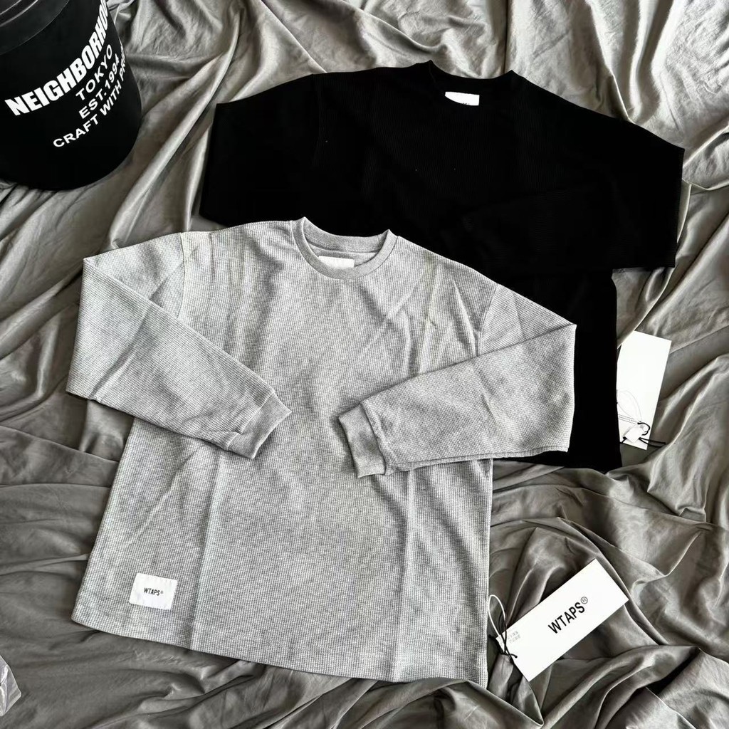 P ICW WTAPS ญี่ปุ่น Toru Nishiyama วาฟเฟิลแขนยาวรอบคอหลวมเสื้อยืดผู้ชายผู้หญิงคู่