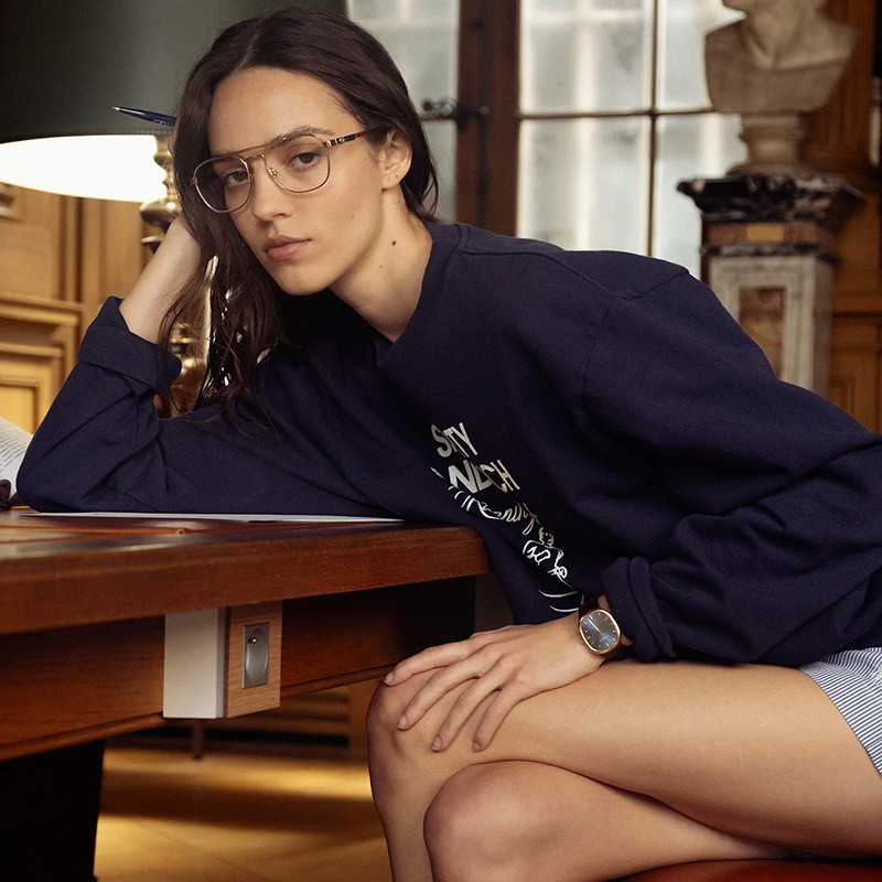 Q5I2 Sporty&Rich 24Autumn Winter New North American Niche Letter Portrait Print Fleece Women's Crew 