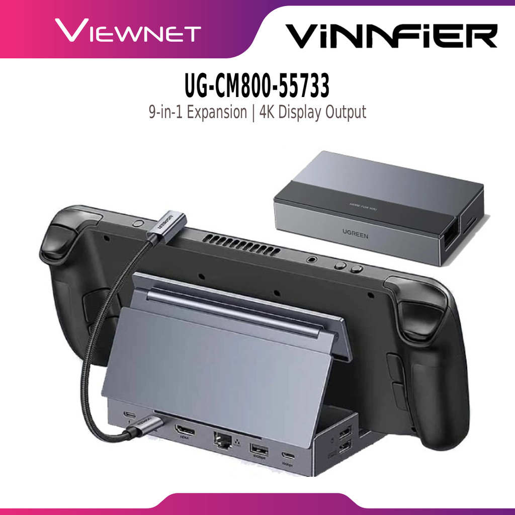 UGREEN CM800-55733 DOCKING STATION USB-C 9-IN-1 พร้อมช่องใส่ไฟ PD100W สําหรับ STEAM DECK, 4K120HZ, 1