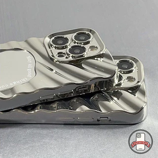 เคสไอโฟน11 คลื่นสีทึบสุดหรูสร้างกระจกขึ้นมา สำหรับ IPhone 17 AIR 13 15 16 11 12 14 Pro Max 7 8 16 14 15 Plus X XR SE 2 3