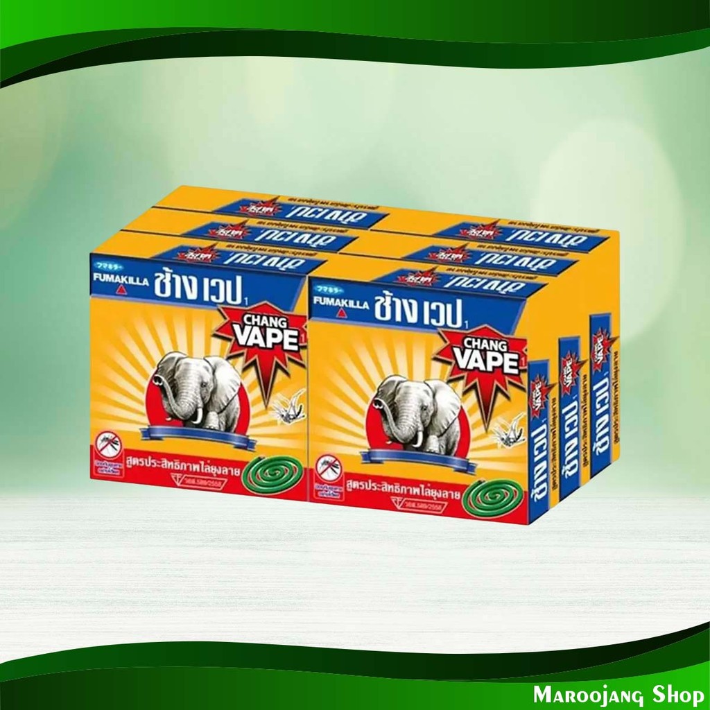 ยาจุดกันยุง ธรรมดา ช้างเวป (แพ็ค6กล่อง) Regular Mosquito Coils Chang Vape