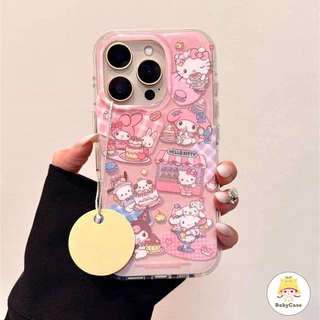 เคสไอโฟน 14 สำหรับ iPhone 11 16 12 15 13 Pro Max 16 14 15 Plus 12 13 15 16 Pro เค้กเมโลดี้เฮลโลคิตตี้สุดน่ารักปกใหม่ IMD